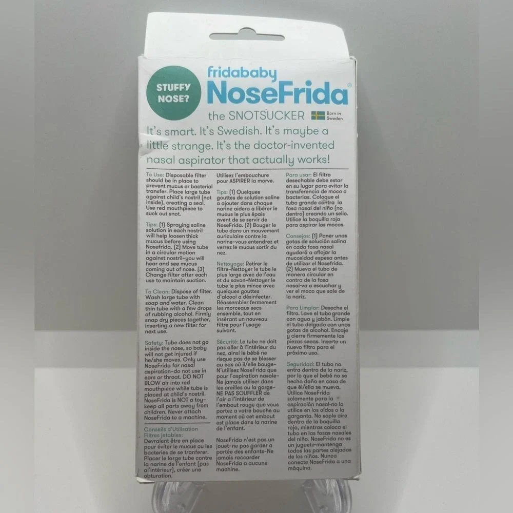 Nosefrida Nose Frida‎ Baby Toddler Snot sucker Nasal Aspirator + 4 Filters NEW